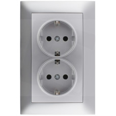 ENTAC Arnold priza dubla cu impamantare 250V 16A IP20 ARGINTIU